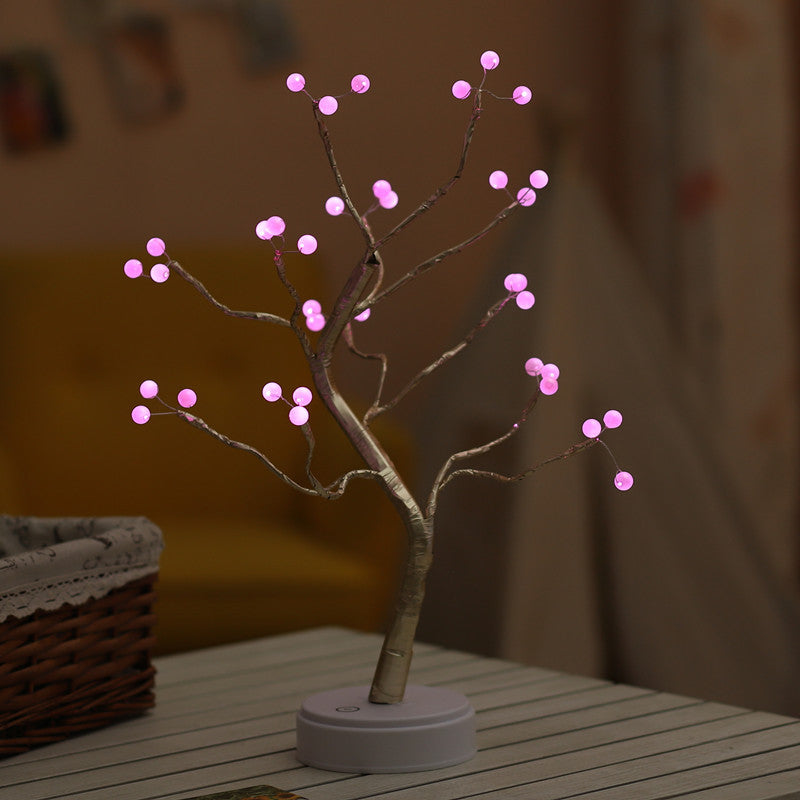 Explosive Amazon creative led pearl tree lamp gypsophila touch gift bedroom Christmas decoration night light