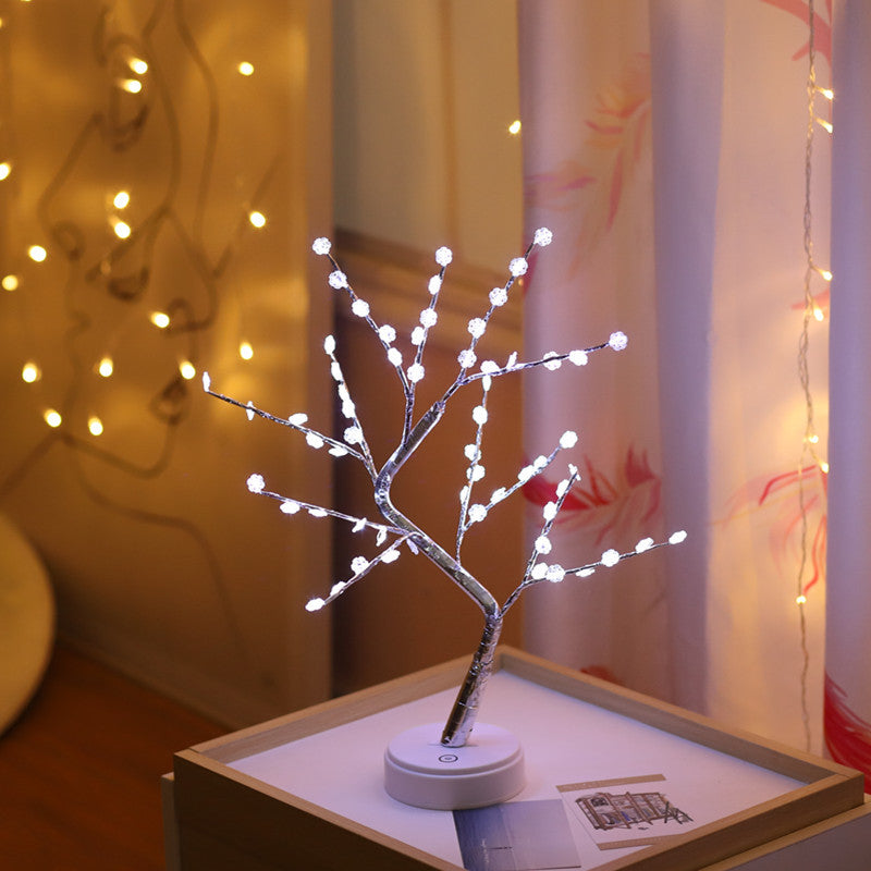 Explosive Amazon creative led pearl tree lamp gypsophila touch gift bedroom Christmas decoration night light
