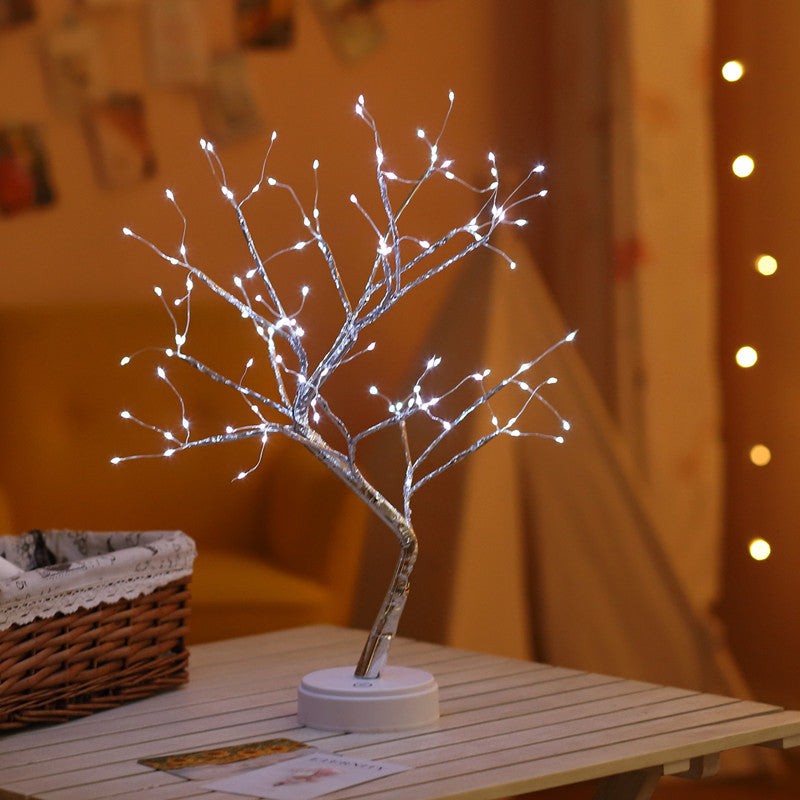 Explosive Amazon creative led pearl tree lamp gypsophila touch gift bedroom Christmas decoration night light