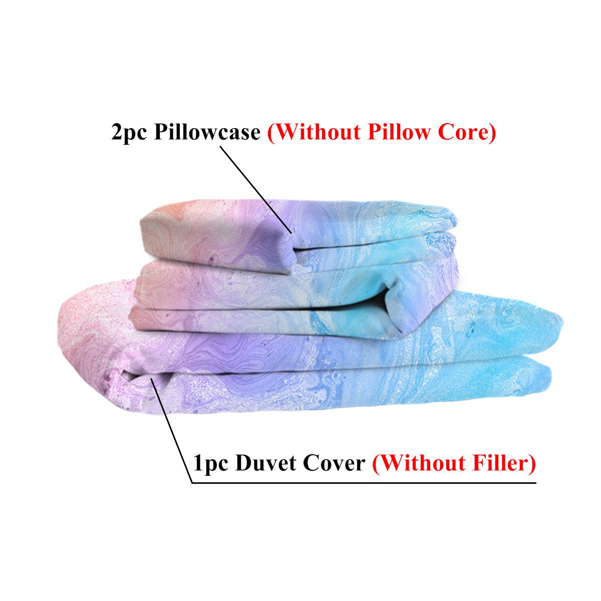 Luxury Bedding Set Rainbow Marble Duvet Cover Set Rock Girls Bed Cover Set Nature Colorful Bedlinen Twin Size