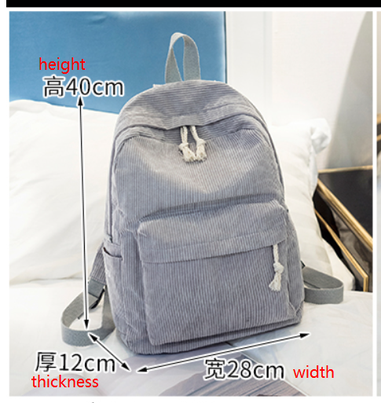 Cross-border autumn and winter new corduroy backpack Korean casual solid color simple ladies backpack campus student bag female