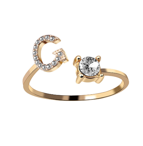 Cross-border explosive ring jewelry creative ladies ring adjustable opening ring 26 letter ring wholesale