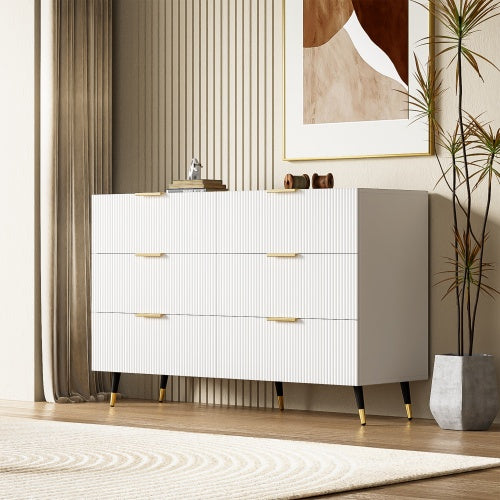 Elegant Sideboard With Modern Design, Chest Of Drawers And Plenty Of Storage Space, Golden Handles