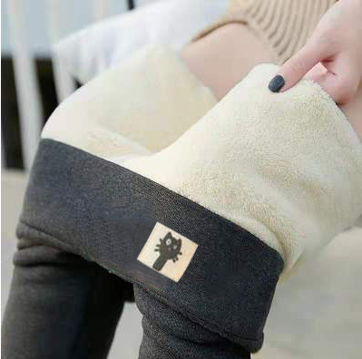 Plush padded kitten lamb velvet black and gray leggings women's autumn and winter high-waisted leggings warm pants winter 2020