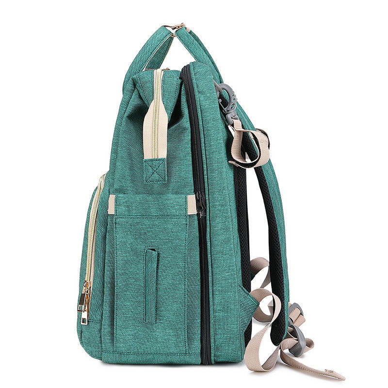 New fashion large-capacity mummy bag multi-function mother and baby bag out foldable shoulder mummy bag crib