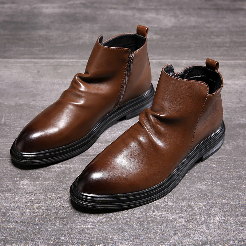 Large size cross-border pointed Chelsea boots British sets of leather boots business men's boots one generation model S08-A