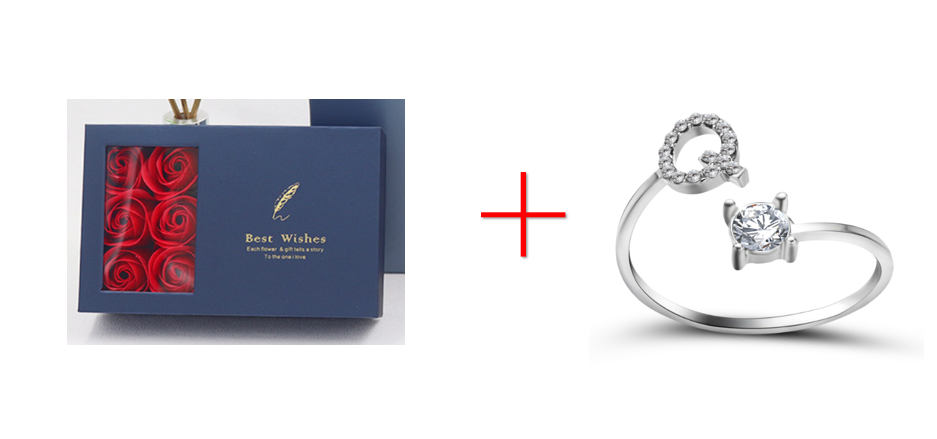 Cross-border explosive ring jewelry creative ladies ring adjustable opening ring 26 letter ring wholesale