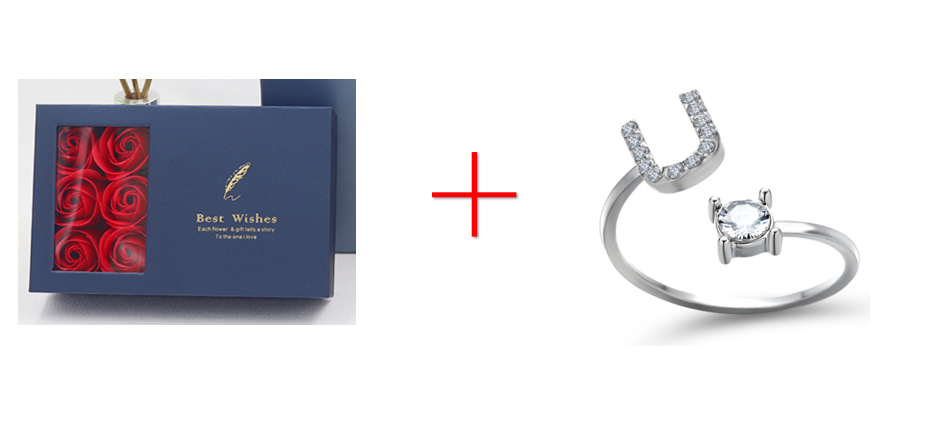 Cross-border explosive ring jewelry creative ladies ring adjustable opening ring 26 letter ring wholesale