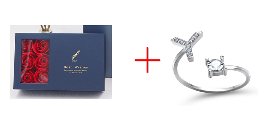 Cross-border explosive ring jewelry creative ladies ring adjustable opening ring 26 letter ring wholesale