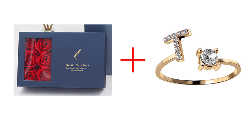 Cross-border explosive ring jewelry creative ladies ring adjustable opening ring 26 letter ring wholesale