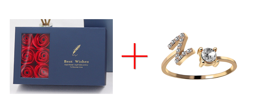 Cross-border explosive ring jewelry creative ladies ring adjustable opening ring 26 letter ring wholesale