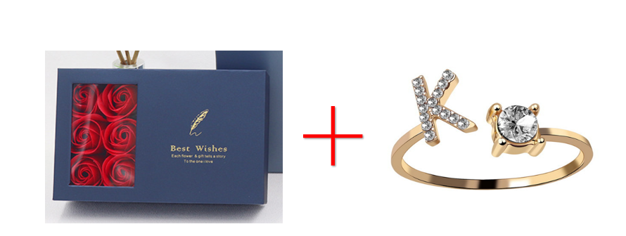 Cross-border explosive ring jewelry creative ladies ring adjustable opening ring 26 letter ring wholesale