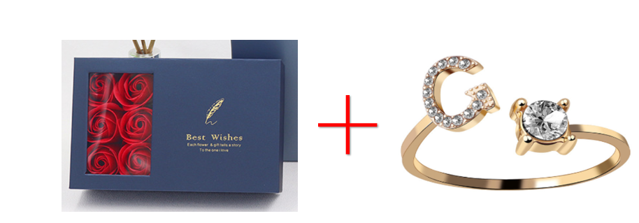 Cross-border explosive ring jewelry creative ladies ring adjustable opening ring 26 letter ring wholesale