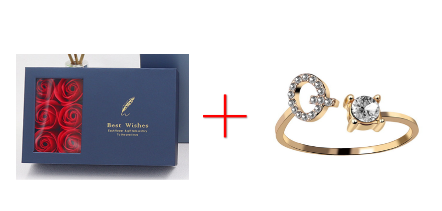 Cross-border explosive ring jewelry creative ladies ring adjustable opening ring 26 letter ring wholesale