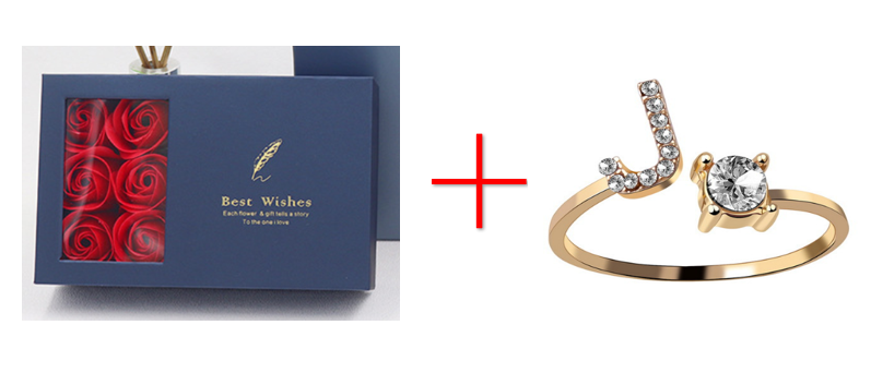 Cross-border explosive ring jewelry creative ladies ring adjustable opening ring 26 letter ring wholesale