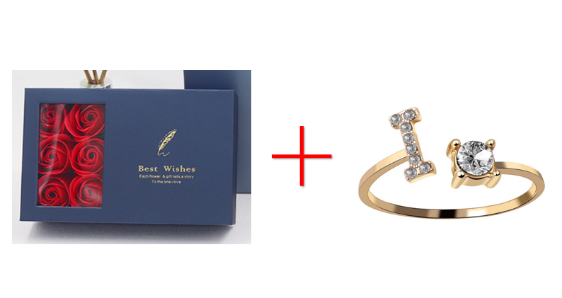 Cross-border explosive ring jewelry creative ladies ring adjustable opening ring 26 letter ring wholesale