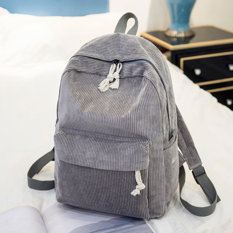 Cross-border autumn and winter new corduroy backpack Korean casual solid color simple ladies backpack campus student bag female