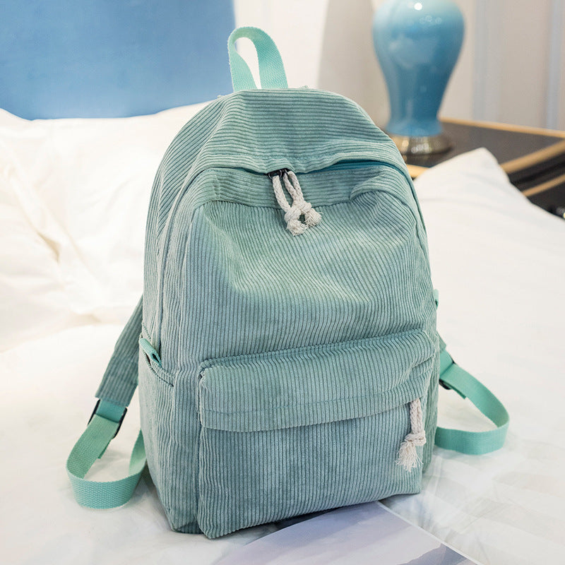 Cross-border autumn and winter new corduroy backpack Korean casual solid color simple ladies backpack campus student bag female