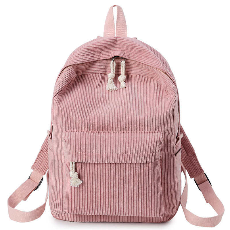 Cross-border autumn and winter new corduroy backpack Korean casual solid color simple ladies backpack campus student bag female