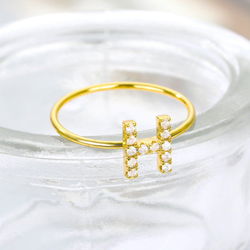 2020 cross-border new letter ring Z gold stainless steel zircon ring creative finger ring spot wholesale