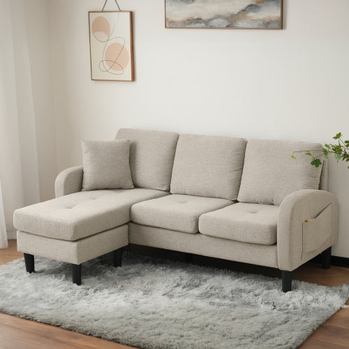 L-L-shaped Corner Sofa With Chaise Lounge  3Seater Sofa, 166 X 118 X 77 Cm, Breathable Cotton Linen Fabric, Plastic Legs, Modular Design, Ideal For Living Rooms, Apartments, And Offices