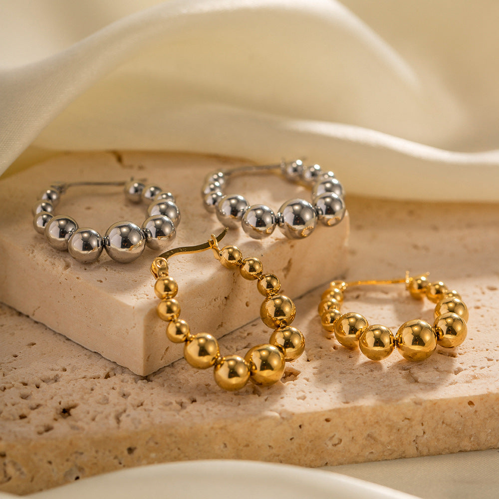 Stainless Steel Bead Eardrop Earring