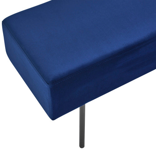 Contemporary Style Bedroom Velvet Upholstered Bench, Blue  45 X13x 17