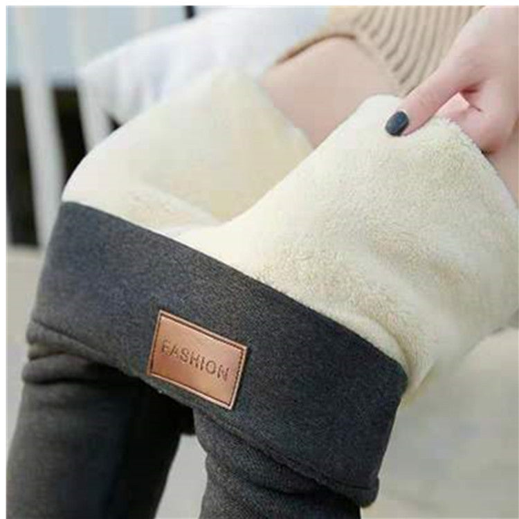 Plush padded kitten lamb velvet black and gray leggings women's autumn and winter high-waisted leggings warm pants winter 2020
