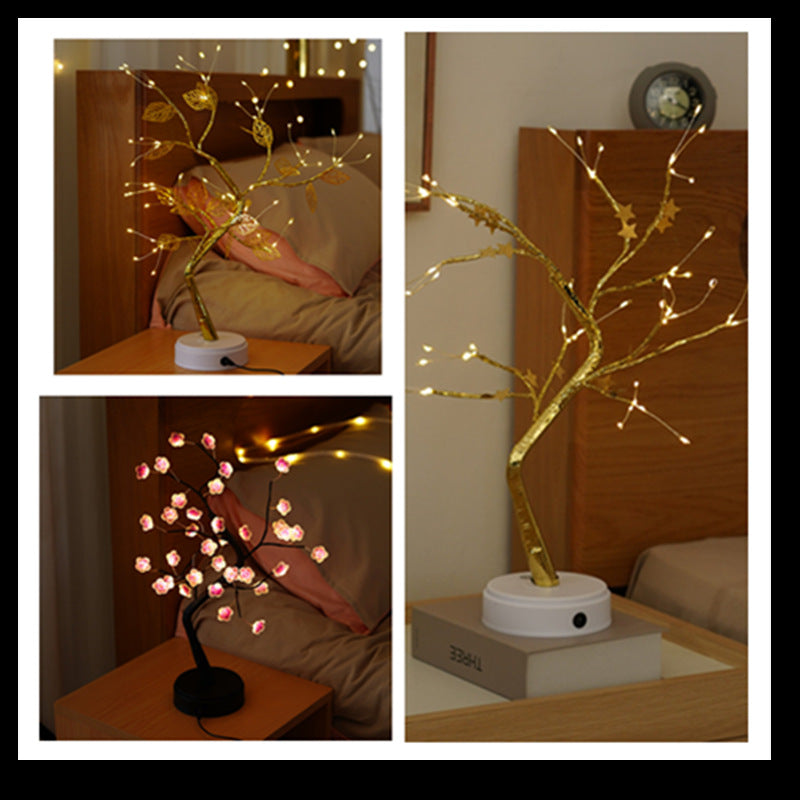 Explosive Amazon creative led pearl tree lamp gypsophila touch gift bedroom Christmas decoration night light