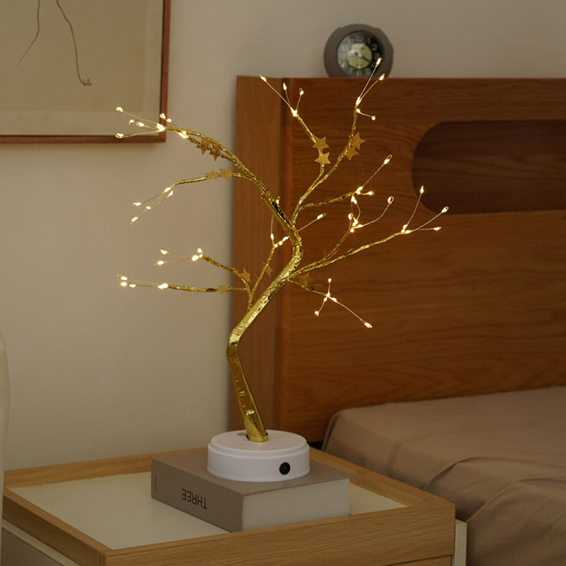 Explosive Amazon creative led pearl tree lamp gypsophila touch gift bedroom Christmas decoration night light