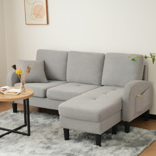 L-L-shaped Corner Sofa With Chaise Lounge  3Seater Sofa, 166 X 118 X 77 Cm, Breathable Cotton Linen Fabric, Plastic Legs, Modular Design, Ideal For Living Rooms, Apartments, And Offices