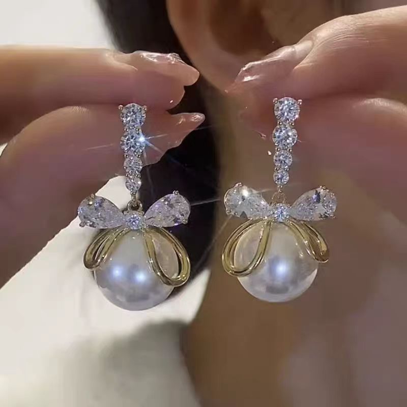 Cute Fashion Bead Bow Earrings For Women