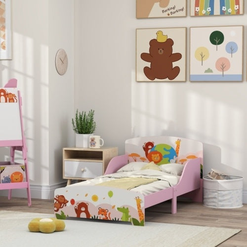AIYAPLAY Cute Animal-Themed Toddler Bed, With Safety Rails, 143 X 77 X 60cm