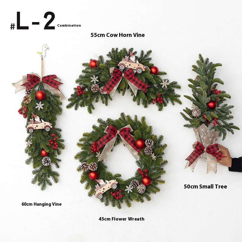Christmas Decoration Upside Down Christmas Tree Horn Rattan Christmas Wreath