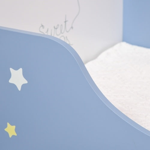 HOMCOM Toddler Bed Frame, Kids Bedroom Furniture For Boys Girls With Safe Guardrails, Low Junior Blue