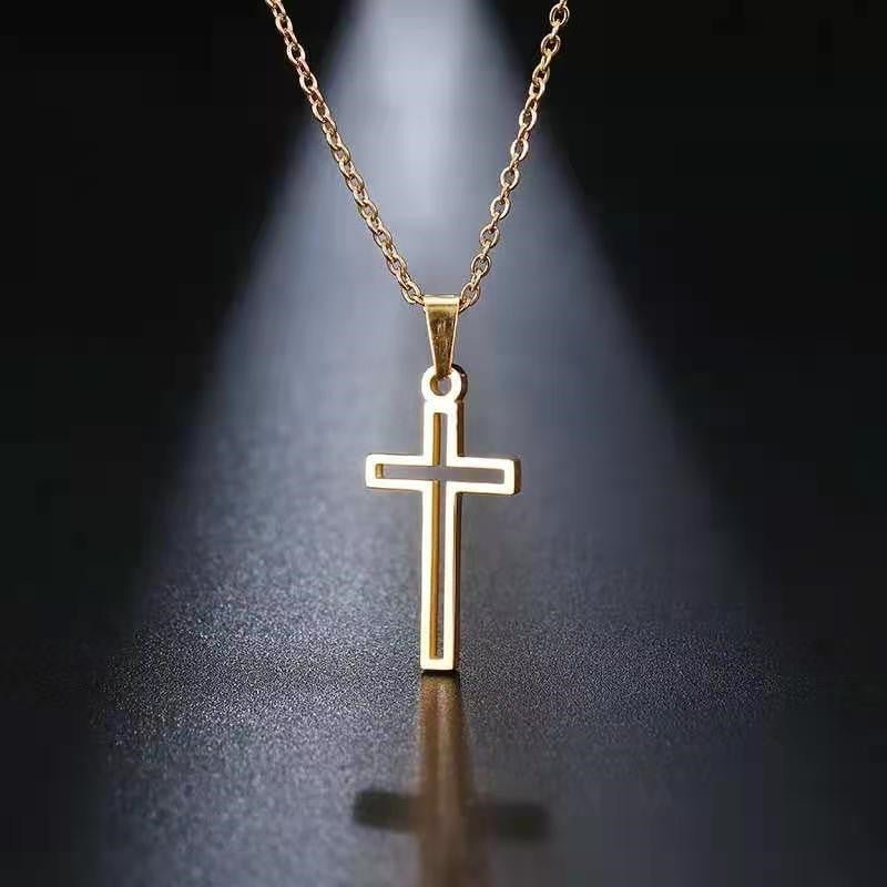 Hip Hop Style Cross Necklace Men's Trendy Titanium Steel Women's