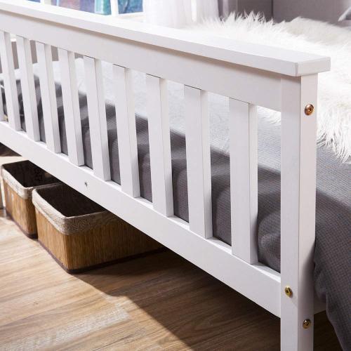 Double Bed Wooden Frame 4ft6 Double Wooden Bed In White For Adults, Kids, Teenagers 4FT6