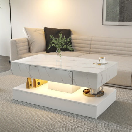 6.93IN High LED Coffee Table,Modern Coffee Table For Living Room,Living Room Tables,Large Living Room Furniture,LED Lights