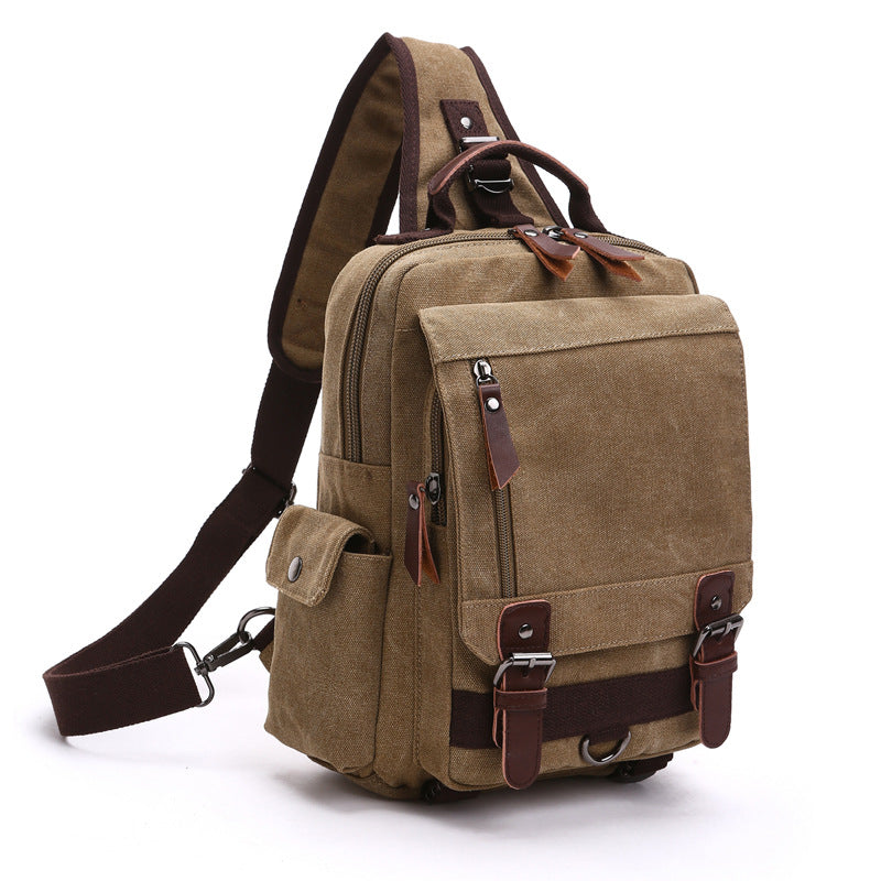 Cross-border new backpack fashion canvas outdoor travel crossbody chest bag OL unisex single shoulder backpack