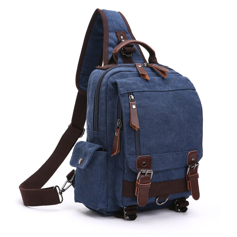 Cross-border new backpack fashion canvas outdoor travel crossbody chest bag OL unisex single shoulder backpack