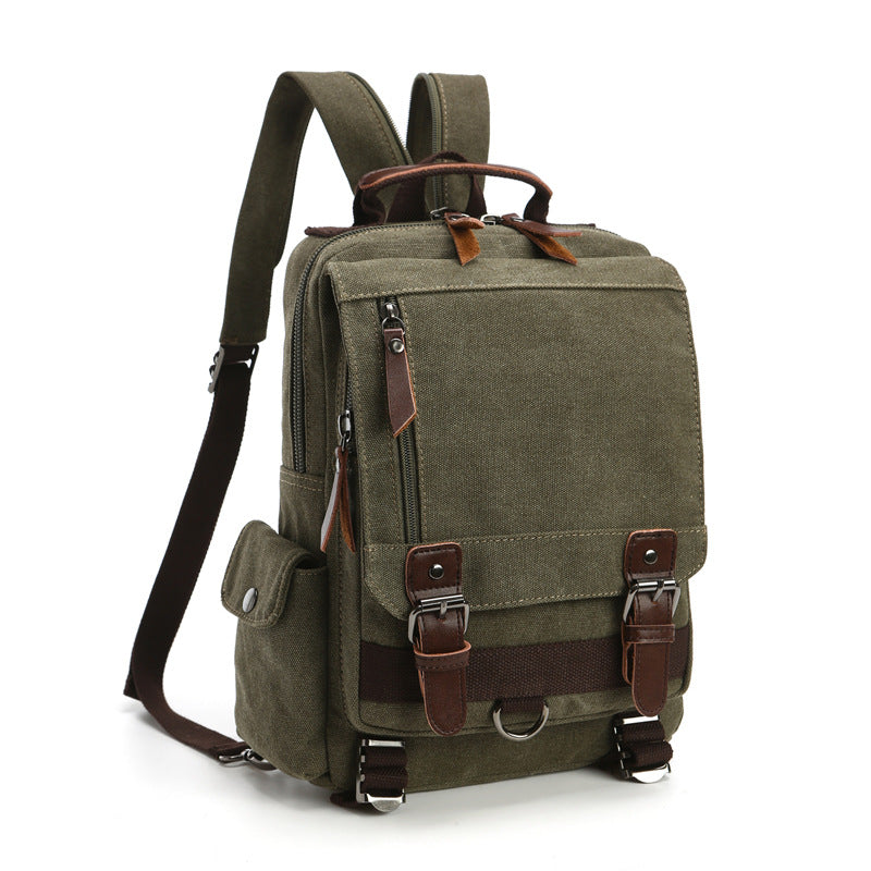 Cross-border new backpack fashion canvas outdoor travel crossbody chest bag OL unisex single shoulder backpack