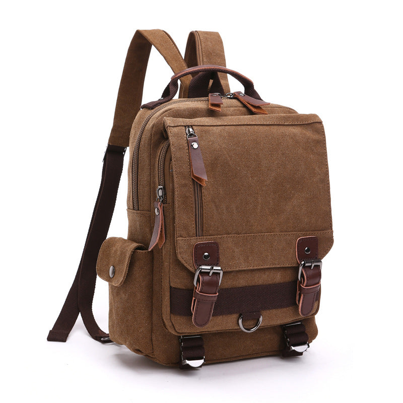 Cross-border new backpack fashion canvas outdoor travel crossbody chest bag OL unisex single shoulder backpack