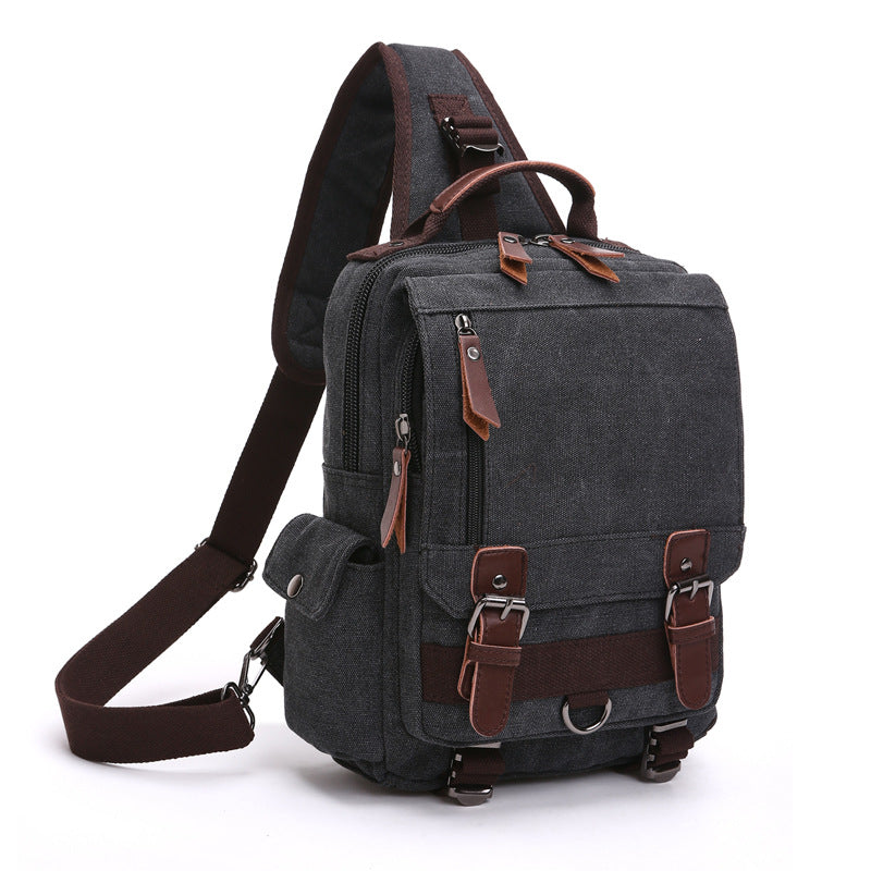 Cross-border new backpack fashion canvas outdoor travel crossbody chest bag OL unisex single shoulder backpack