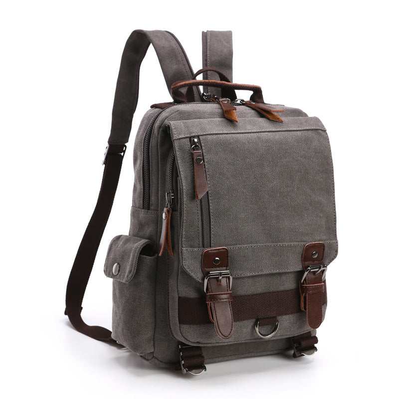Cross-border new backpack fashion canvas outdoor travel crossbody chest bag OL unisex single shoulder backpack