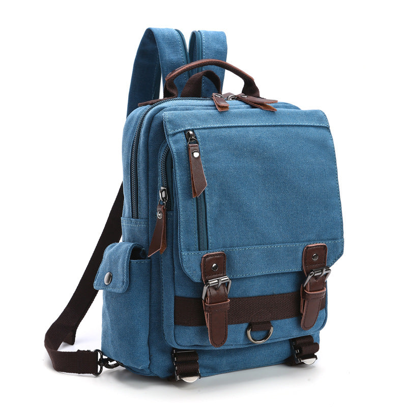 Cross-border new backpack fashion canvas outdoor travel crossbody chest bag OL unisex single shoulder backpack