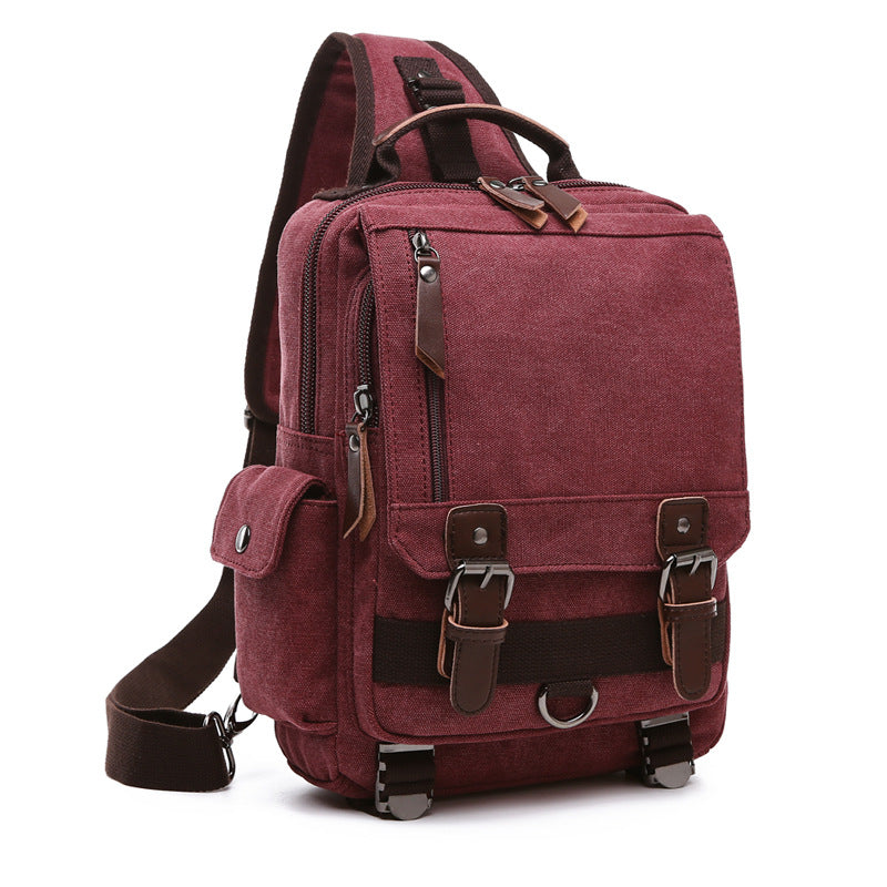 Cross-border new backpack fashion canvas outdoor travel crossbody chest bag OL unisex single shoulder backpack