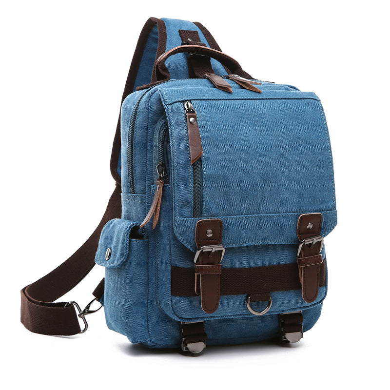Cross-border new backpack fashion canvas outdoor travel crossbody chest bag OL unisex single shoulder backpack