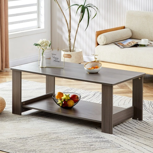 A Modern And Practical Gray Textured Coffee Table,tea Table.Double Layered Coffee Table Made Of MDF Material,. Suitable For Living Room,bedroom And Study Room. 43.3x21.6x16.5 CT16