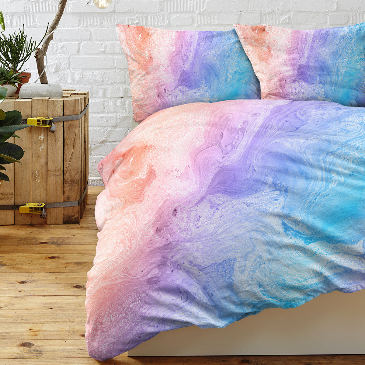 Luxury Bedding Set Rainbow Marble Duvet Cover Set Rock Girls Bed Cover Set Nature Colorful Bedlinen Twin Size