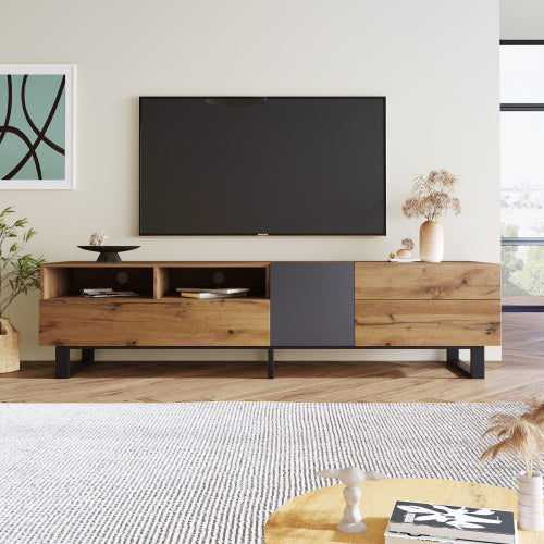 Modern Color TV Cabinet, TV Stand With Wood Grain Finish 180cm.